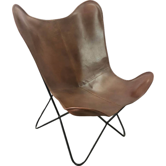 Trademark Living Lazenby loungestol i bøffellæder - brun