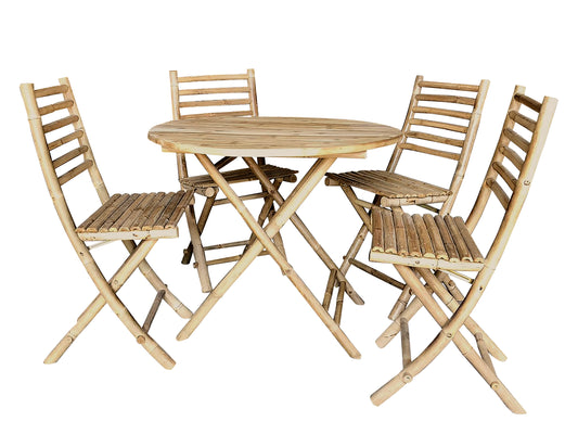 Chic Antique - Lyon Havesæt m. 1 bord og 4 stole bambus