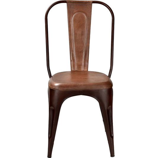 Trademark Living LIVING spisebordsstol med høj ryg - rust med læder