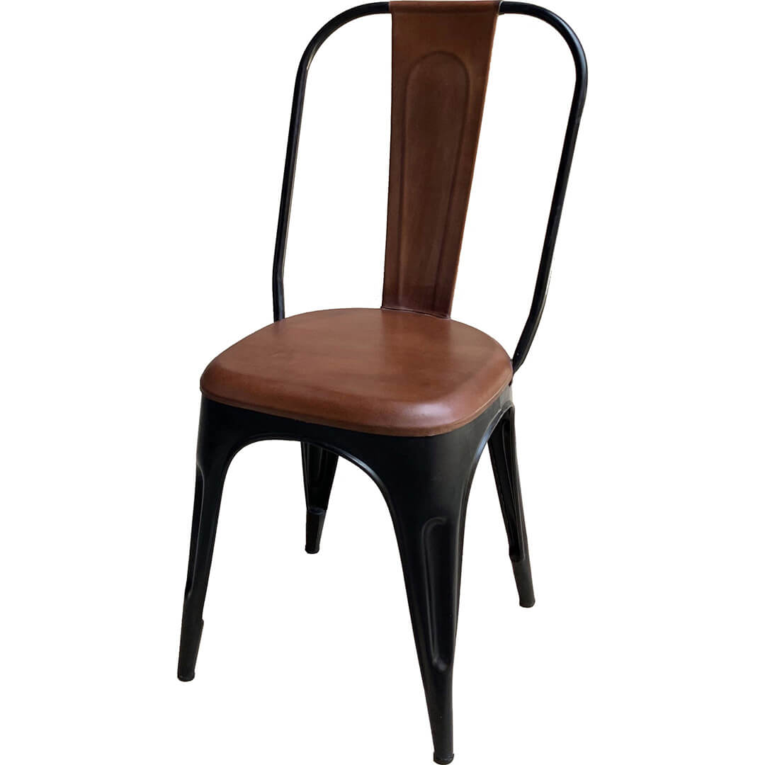 Trademark Living LIVING spisebordsstol med høj ryg - sort med læder