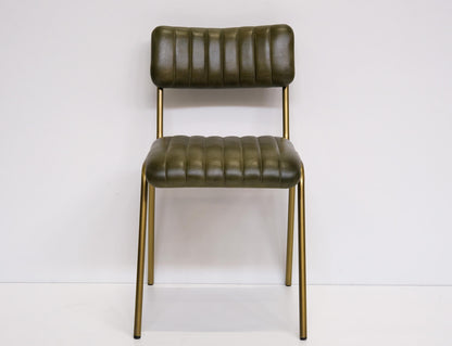 Trademark Living Diner spisebordsstol med quiltet læder - grøn/messing