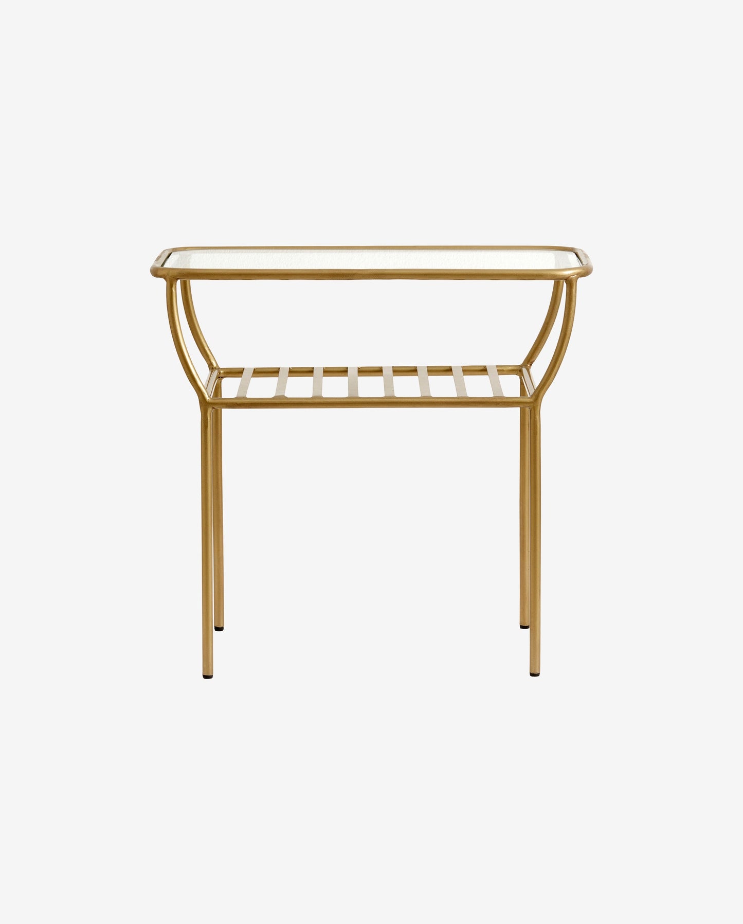 Nordal CHIC side table, golden, w/glass, bars
