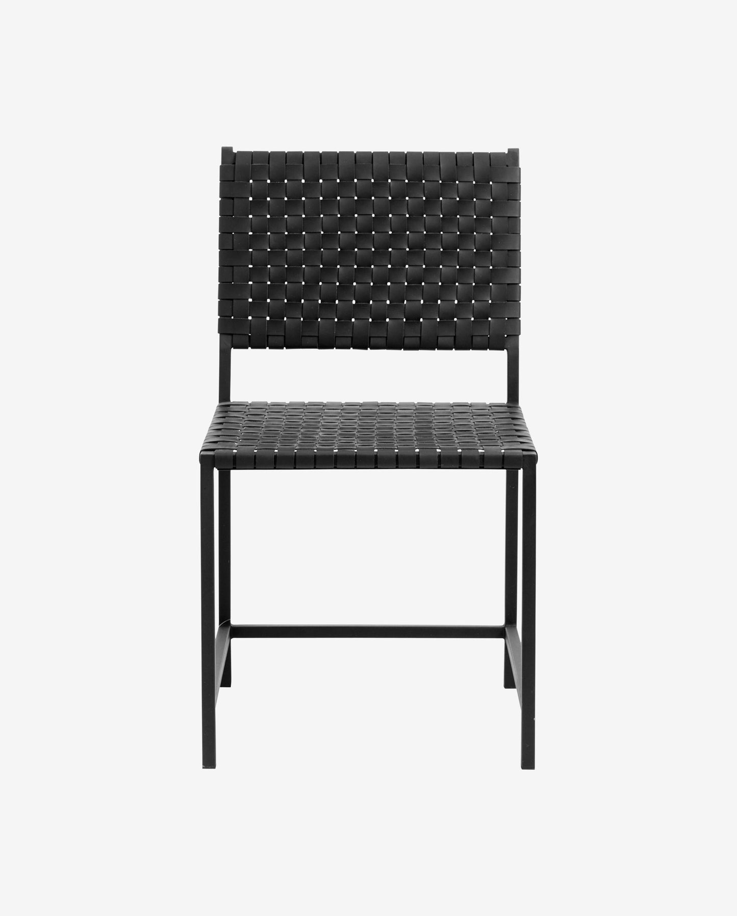 Nordal Chair w/black leather weaving, metal
