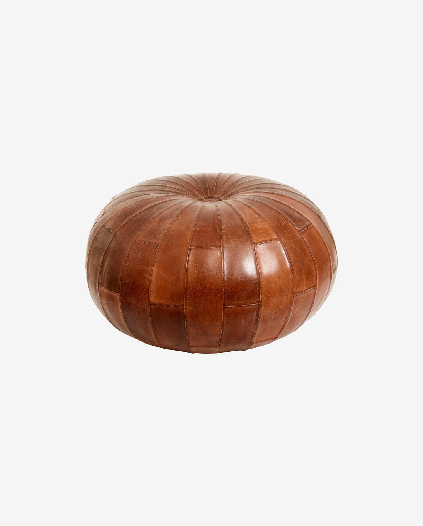 Nordal RUGBY leather pouf, round, antique brown