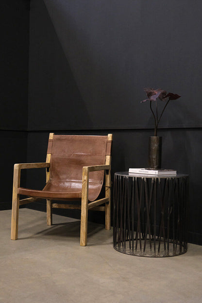 Trademark Living Blixen loungestol med lædersæde