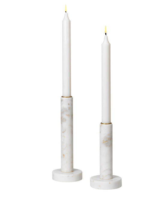 Cozy Living Dagny Marble candle holders - SNOW - Set of 2