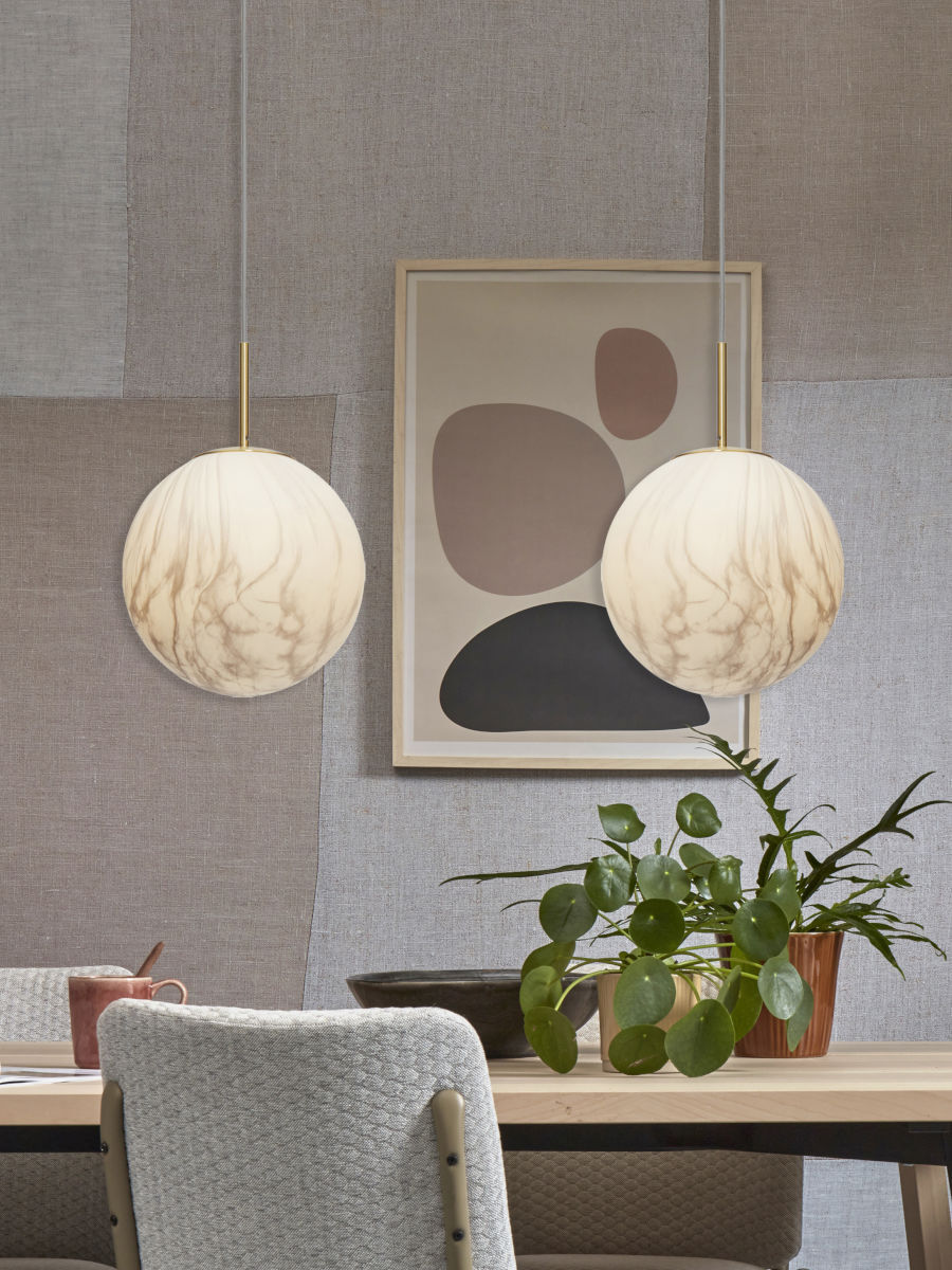 It's About RoMi Hanging lamp Carrara globe white marble print/gold, L